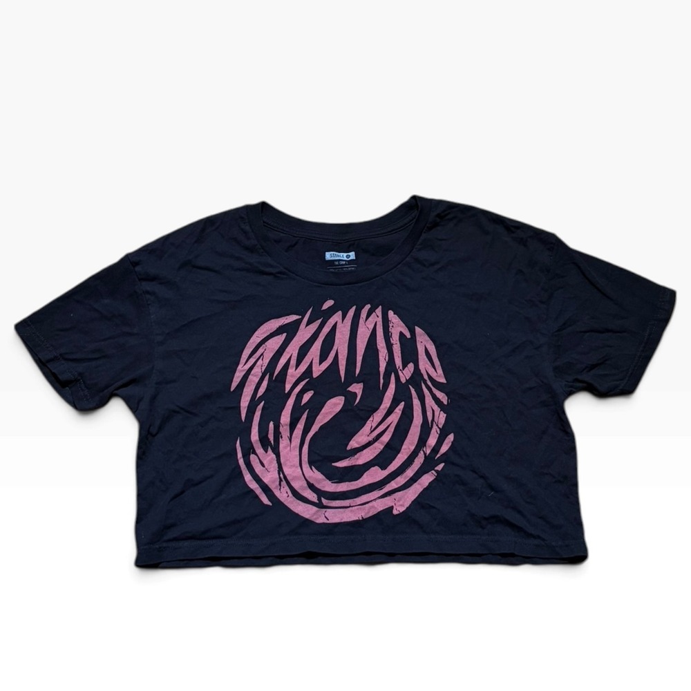 Stance The Crop T Womens Large Black Pink Graphic Logo Cotton Cropped T-Shirt